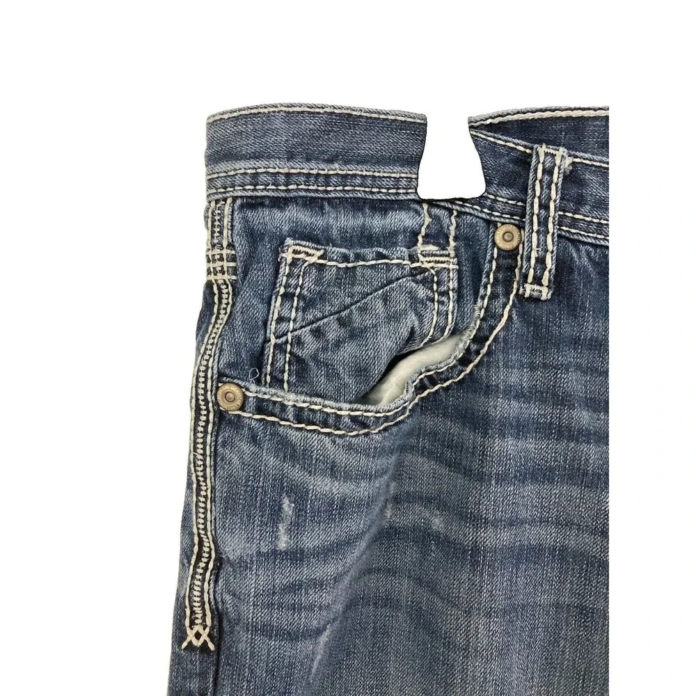 Men's BKE Tyler Jeans Straight Leg Distressed Medium Wash Blue Size 38R